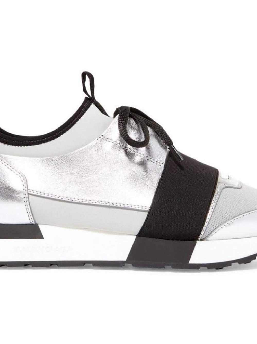 Designer Philippe Model Silver and Black with Red Women's Slip-On Sneaker